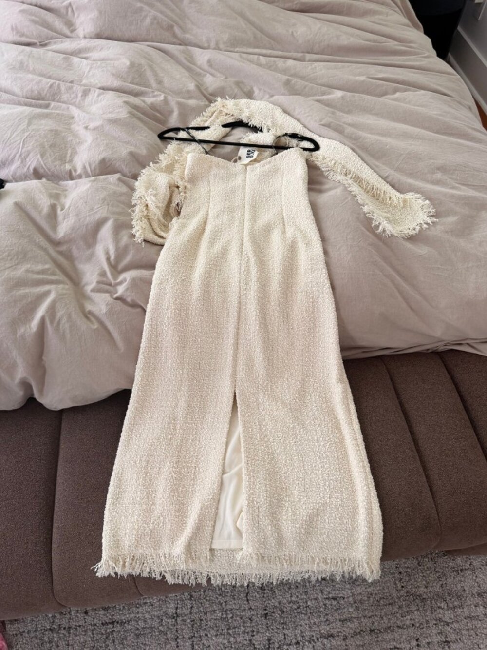 SER.O.YA NWT Lott Boucle Midi Dress Eggshell size XS